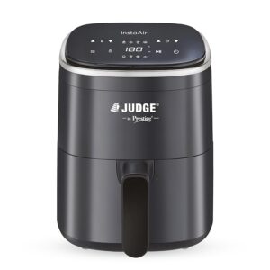 judge by prestige instaair digital 4l air fryer | 80% less oil consumption | air fry, grill, roast, bake | digital display | 8 preset menu | 1250 watts | easy to clean | 1y warranty | isi certified